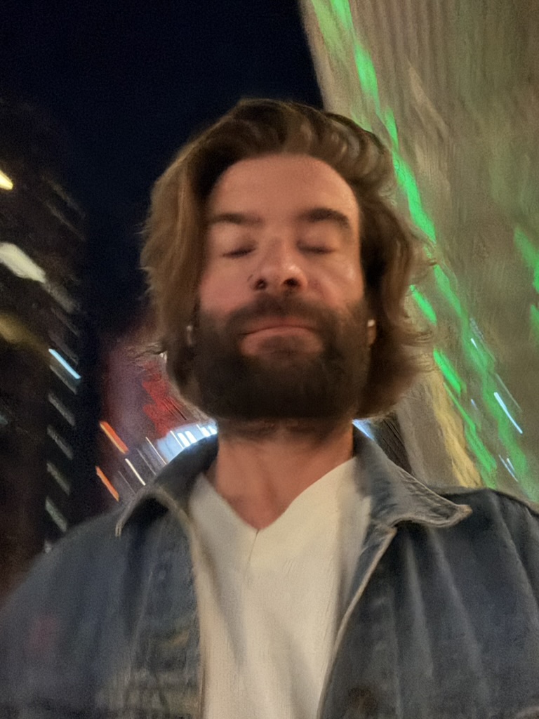 A blurred nighttime portrait